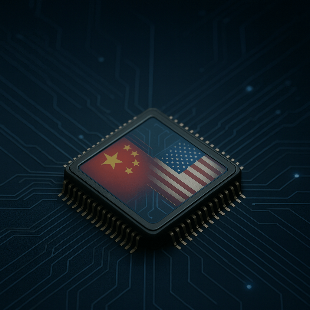 Semiconductor con bandera de china y estados unidos
